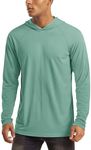 Long Sleeve UV Protection Hooded Shirts for Men - Athletic, Running, Workout, Sun, Hiking & Outdoor - Grey & Green