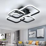ELEPHANTBOAT® Chandelier Lights for Ceiling, LED Ceiling Light with Remote Control, White Acrylic Modern 3-Color Fancy Ceiling Light Flush Mount for Living Room, Bedroom, 58x45x12cm (Black)