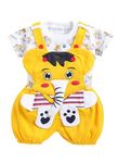 Mommy Club Baby Boy's & Baby Girl's Jumbo The Elephant Dungaree For 0-6Months Baby || Dress Clothes For Baby Boy And Baby Girl (Yellow, 0-18 Months) (9-12 Months)