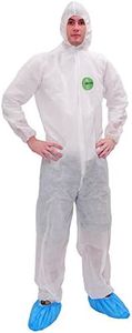 Disposable Dust Polypropylene PP Coverall with Hood, Elastic Cuffs Hazmat Suits for Spray Painting Industrial, White