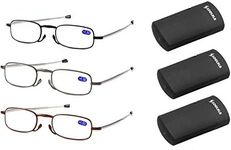 SOOLALA Metal Aolly Frame Folding Magnifying Compact Reading Glasses Reader w/Case, 3Pairs, 1.5D