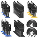 Meff-Mluk 26PCS Japanese Titanium Oscillating Saw Blades, Universal Titanium Multitool Blades for Wood Plastics Metal Cutting, Multi Tool Blade Kits Fit Milwaukee Ryobi Rockwell Makita Bosch and More