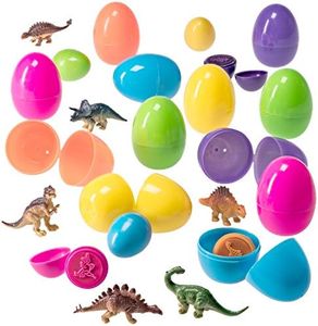 PREXTEX Easter Eggs Filled with Mini Dinosaurs 12 Count - Easter Basket Stuffer for Toddlers, Easter Eggs with Toys Inside, Easter Toys for Toddler Boys Dinosaur Egg Toys for Toddlers