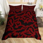 Castle Fairy Happy Halloween Duvet Cover Set Twin Size,Black Bats Animal Silhouette Print Bedding Set Bedroom Decor,Happy Holiday Gothic Style Red Polyester Quilt Cover (No Comforter), 2 Pcs