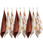 9 Pack Muslin Boho Baby Washcloths 100% Cotton Soft 10''x10'' Neutral Newborn Baby Face Cloths for Baby Girl or Boy Absorbent Wash Cloths (Boho)