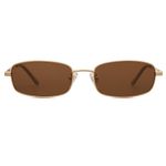 SOJOS Small Y2k Narrow Rectangle Sunglasses Womens Mens Retro 80s 90s Skinny Sunnies SJ1187, Gold/Dark Brown