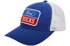 Ford Trucks Chino Twill and Mesh Patch Trucker Hat | Baseball Cap for Men Blue, Blue, One Size