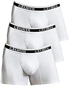 DIANE & GEORDI 5172 Men Boxer Trunks Underwear | Boxer Para Hombres White XL