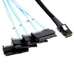 ChenYang CY Mini SAS SFF-8087 Host Internal 36 Pin to 4 SFF-8482 29Pin Target SAS Hard Disk and SATA Power Cable 50cm