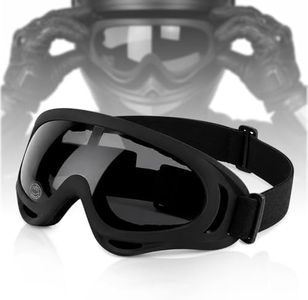 MIKANIX Motorcycle Riding Eyewear Helmet Goggles Anti Scratch | UV Protective Windproof Dirt Shield For Cycling, Bike Riding Off Road Racing And Outdoor Activities (BLACK)