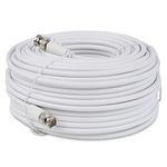 SSL Satellites 20 Meter White BNC to BNC CCTV Coaxial Video Cable Lead Extension Indoor/Outdoor Male to Male Plug Camera DVR Kit