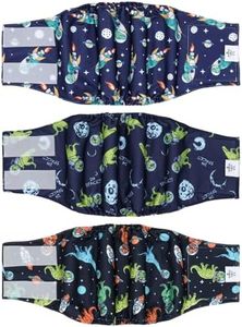 CuteBone Dog Diapers Male Belly Bands 3 Pack for Male Dogs Reusable Puppy Wraps