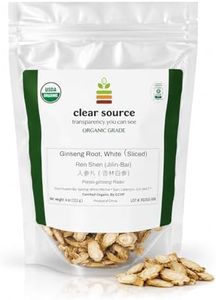 Clear Source Herbs Organic White Ginseng (Panax Ginseng, Ren Shen) – Sliced Bai Pian – Five-Year-Old Premium TCM Herb – Herbal Tea, Decoctions & Traditional East Asian Use – USDA Certified Organic