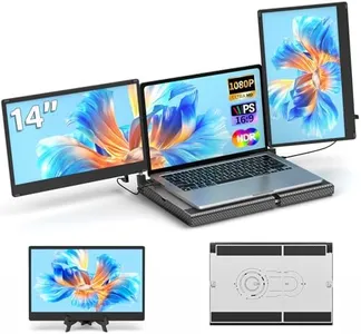 POTTMACEE Laptop Screen Extender, 14" Laptop Monitor Extender, Plug & Play/360° Rotation/Detachable, Portable Dual Monitor with Stretchable Metal Base for Any Size Laptops, Compatible with Mac/Windows