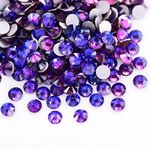 Dowarm 720 Pieces SS20 Flatback Rhinestones, 4.8MM Flatback Crystal Rhinestones for Craft Nails Dance Costumes, Non Hotfix Rhinestones (Purple Velvet)
