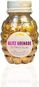 Neva Nude Face and Body Glitter Keychain - Chunky Glitter in Aloe for Festivals, Raves, and More | Cosmetic Grade | Super Sparkly (24 Karat Gold Holographic Glitz Grenade)