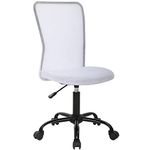 Home Office Chair Desk Executive Task Rolling Swivel Computer Chair with Wheels Armless Small Modern Adjustable Mid Back for Home (White)