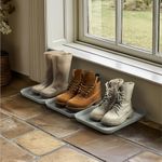 Navaris Set of 3 Shoe Drip Trays - Multi-Purpose Boot Tray for Rain Boots, Winter Boots, Sneakers - Indoor and Outdoor Use in All Seasons - Gray, S