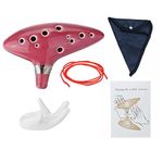 Alnicov Ocarina,12 Hole Alto C Ocarina with Getting Started Guide Display Stand and Protective Bag,Red