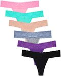 Sunm Boutique 6-Pack Women's Cotton Lace Thong Low Waist Lace Thongs Ice Silk Lace Underwear Comfortable Underwear Multicolor