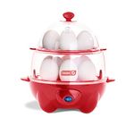 DASH Deluxe Electric Egg Cooker, Red - 12 Capacity, Includes Poaching Tray, Omelet Bowl, Egg Holder Trays & Recipes - U.S. Based Support