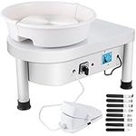 Mophorn Pottery Wheel 25CM Pottery Forming Machine 280W Electric Pottery Wheel with Foot Pedal and Detachable Basin Easy Cleaning for Ceramics Clay Art Craft DIY Clay, White