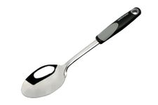 Wiltshire Classic Solid Spoon, Stainless Steel, Stirring & Serving Utensil, Cooking Spoon, Anti-Slip Soft Touch Handle, 36x7x3cm, Black Grey & Silver