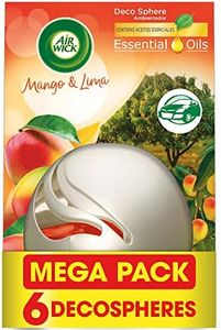 Air Wick Decosphere - Ambientador para casa, baño o coche, aroma Mango Y Lima - Pack De 6 unidades