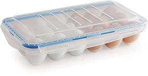 TeDeMel Egg Tray Plastic for Fridge and Oven Egg Storage Box Egg Storage Container with Lid for 18 egg pcs Set of 1(white)