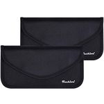 Signal Blocking Bag, Techion 2 Pack RFID Faraday Bag Shield Pouch Cage Box Wallet Case for Cell Phone and Car Key FOB, Privacy Protection, Anti-Hacking - Black