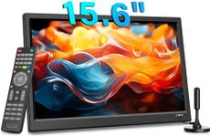 KCR Portable Digital TV, 12V DVB-T2 TV, HDMI/AV/USB Inputs, Remote Control, 12V Car Charger Compatible,15.6inch,Black