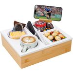 Smilfree Couch Cup Holder Tray: Sofa Buddy Couch Caddy Bed Organizer Tray for Drink Snack and Remote - Couch Drink Cup Mug Insert Holder (White)