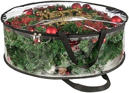 CINPIUK Clear Wreath Storage Bag 24 Inch Christmas Wreath Storage Container, Heavy Duty Wreath Protector with Handle for Holiday Seasonal Wreath Garland, 2Pcs