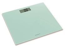 EXZACT Digital Bathroom Scale/Electronic Weighing Scale - Ultra Slim 1.7 CM Thickness -150 kg / 330 lb - Colour Glass Platform (White)