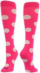 TCK Krazisox Polka Dot Over The Calf Socks (Hot Pink/White, Small)