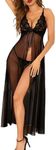 Avidlove Long Lingerie for Women High Split BabyDoll Maxi Long Gown Sheer Dress Maternity Photoshoot Dress Black