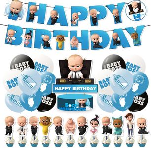 32 Pcs Baby Festa Compleanno Kit, Blu Forniture Per Feste Per Buon Compleanno Banner Toppers Cupcake Palloncini Per Decorazioni Per Feste a Tema Baby Bambini Shower Decorazioni
