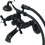 Kingston Brass KS286MB Essex 2-Handle Wall Mount Clawfoot Tub Faucet with Hand Shower, Matte Black