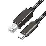 USB B to USB C 4 FT, USB C Printer Cable, Nylon USB B to C Printer Cord for Laptop Mac/Windows, USB C MIDI Cable MIDI Keyboard, DAC, DJ Controller, for iPad