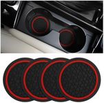 Mandark 4PCS Car Cup Holder Coasters, 2.75 Inch Non-Slip Insert Water Bottle Holder Pads, Dustproof Automotive Interior Accessories Mat, Universal for Vehicles, Trucks, RVs and More（Black/Red）