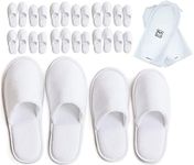 MODLUX Spa Slippers - 12 Pairs of Cotton Velvet Closed Toe Slippers with Travel Bags – Thick, Soft, Non-Slip, Disposable Slippers – 6 Medium and 6 Large - Home, Hotel, or Commercial Use (12 Pack Combo White), White, 24 Piece Assortment