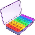 Daviky Weekly Pill Organizer 4 Times a Day, Large 7 Day Pill Box Portable for Travel, Medicine Organizer Box with Removable Individual Pill Containers to Hold Vitamins, Supplements and Medication