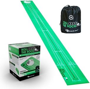 EyeLine Golf Roll The Rock Putting Mat - Have Fun Perfecting Stroke, Alignment, Speed Control, Visualization, Consistency - Outdoor-Indoor-Compact - Rolls Out Flat and Smooth - Built in Training Lines