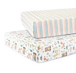 abracadabra Cotton Flat Sheet for Standard Cot and Crib, Super Soft, Breathable & Hypoallergenic, (165 cm X 106 cm, Set of 2, Bambi & Friends, Multicolor)