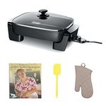 De'Longhi Electric Skillet with Tempered Glass Lid, 16" X 12", Black