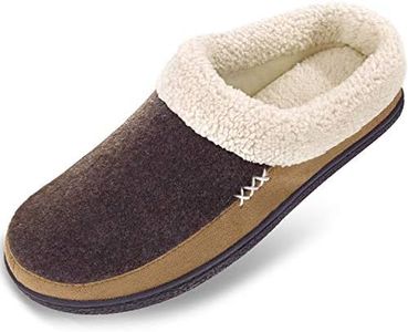 VONMAY Men's Slippers Fuzzy House Shoes Memory Foam Slip On Clog Plush Wool Fleece Indoor Outdoor Size 7-8 Coffee/Light Brown