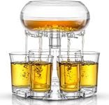 JoyJolt 6 Shot Glass Dispenser and Glass Shot Glasses Set. 32oz Liquor Dispenser for Home Bar Accessories, Party Supplies, Halloween Shots Drink Dispenser for Parties, Fancy Alcohol Dispenser.