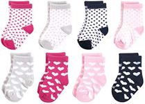 Luvable Friends Unisex Baby Fun Essential Socks, Hearts Black Pink, 6-12 Months