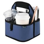 Beautyflier Reusable Insulated Coffee Cup Carrier, Portable Drink Holder with Handle Organizer Tote Bag for Hot & Cold Drinks (Blue)