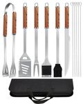 Trongle 12pcs BBQ Tools Set, Men Women Gift Birthday Father’s Day, Stainless Steel Utensils with Heat Resistant Handle & Case, Portable Grill Accessories for Outdoor Cooking, Camping, Travel